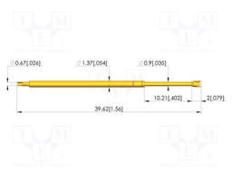 Test needle; Spring compression: 8mm; 10.2mm; 5A; steel; Ø: 1.3mm