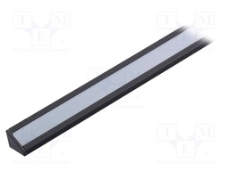 Profiles for LED modules; white; angular; black; L: 1m; aluminium