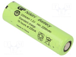 Re-battery: Ni-MH; AA; 1.2V; 2200mAh; Ø14.5x49.5mm
