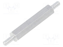 Screwed spacer sleeve; 25mm; Ext.thread: M2,5; hexagonal