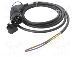 Cable: eMobility; 250V; 7.4kW; wires,Type 2; IP44; 5m; 32A; -30÷50°C