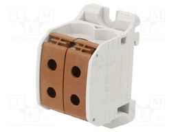 Splice terminal: rail; STB; 50mm2; ways: 1; terminals: 4; brown; TS35