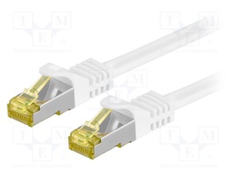 Patch cord; S/FTP; 6a; stranded; Cu; LSZH; white; 0.5m; 26AWG
