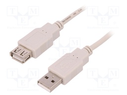 Cable; USB A socket, USB A plug; 1.8m; white