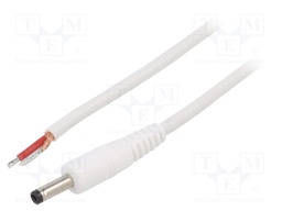 Cable; wires,DC 4,0/1,7 plug; straight; 1mm2; white; 1.5m