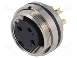 Connector: M16; female; for panel mounting,front side nut; IP67