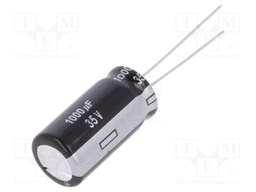 Capacitor: electrolytic; THT; 1000uF; 35VDC; Ø12.5x25mm; Pitch: 5mm