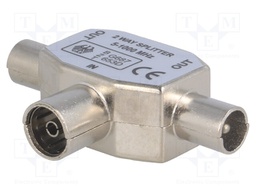 Splitter; coaxial 9.5mm socket,coaxial 9.5mm plug x2