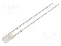 LED; 3mm; red; 2180÷3000mcd; 30°; Front: convex; 12V; Pitch: 2.54mm