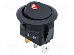 ROCKER; SPST-NO; Pos: 2; OFF-ON; 10A/125VAC; black; LED,point; RR1