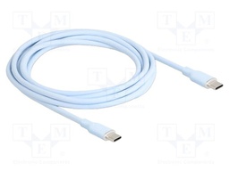 Cable; USB 2.0; USB C plug,both sides; gold-plated; 2.5m; blue