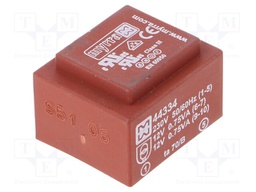 Transformer: encapsulated; 1.5VA; 230VAC; 12V; 12V; 63mA; 63mA