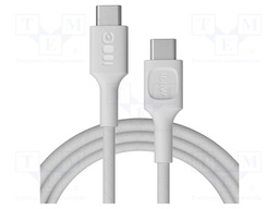 Cable; USB C plug,both sides; 2m; white; 480bps; textile; 100W