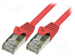 Patch cord; SF/UTP; 5e; stranded; CCA; PVC; red; 0.25m; 26AWG