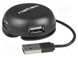 Hub USB; USB A socket x4,USB A plug; USB 2.0; PnP; black; 480Mbps