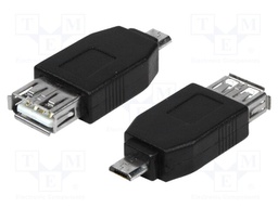 Adapter; USB 2.0; USB A socket,USB B micro plug; Colour: black