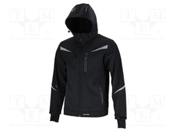 Soft-shell jacket; Size: S; black; with a hood; 310g/m2