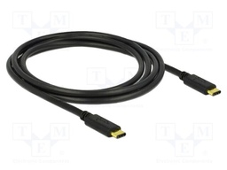 Cable; USB 2.0; USB C plug,both sides; 2m; black; 22AWG,30AWG