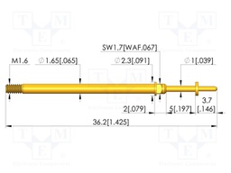 Test needle; Spring compression: 4mm; 5mm; 5A; CuBe; gold-plated