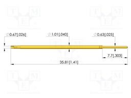 Test needle; Spring compression: 4.3mm; 6.35mm; 4A; CuBe; Ø: 0.64mm