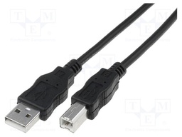 Cable; USB 2.0; USB A plug,USB B plug; nickel plated; 5m; black