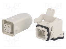 Connector: HDC; male + female; S-A; PIN: 4; 3+PE; size 3A; angled