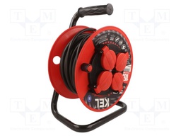 Extension lead; reel; Sockets: 4; rubber; black; 3x1,5mm2; 15m; 16A