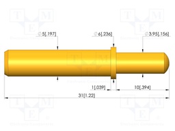 Test needle; Spring compression: 8mm; 10mm; 5A; CuBe; gold-plated
