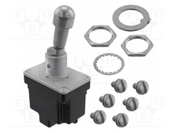 Switch: toggle; Pos: 3; SPDT x2; ON-ON-ON; 6A/230VAC; 18A/28VDC