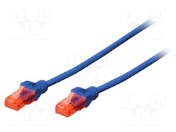 Patch cord; U/UTP; 5e; stranded; CCA; PVC; blue; 1.5m; 26AWG