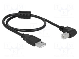 Cable; USB 2.0; USB A plug,USB B plug 90° up/down; 0.5m; black