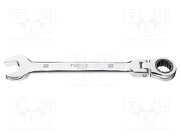 Wrench; combination spanner,with ratchet,with joint; 32mm