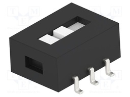 Switch: slide; Pos: 2; DPDT; 0.3A/115VAC; ON-ON; SMD; Leads: for PCB