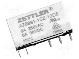 Relay: electromagnetic; SPDT; Ucoil: 12VDC; 8A; 6A/277VAC; 6A/30VDC