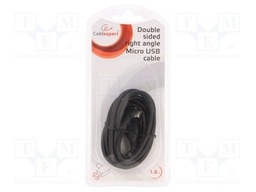 Cable; USB 2.0; USB A plug,USB B micro plug (angle); 1.8m; black