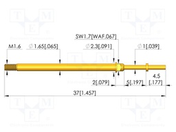 Test needle; Spring compression: 4mm; 5mm; 8A; CuBe; gold-plated