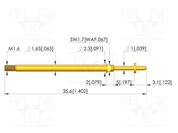 Test needle; Spring compression: 4mm; 5mm; 8A; CuBe; gold-plated
