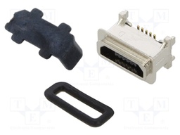Socket; USB B micro; SMT; PIN: 5; vertical; sealed; USB 2.0; IP67