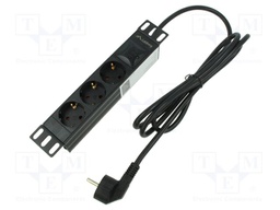 Plug socket strip: protective; Sockets: 3; 230VAC; 16A; black; 2m