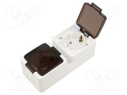 Connector: AC supply; socket; 2P+PE; 250VAC; 16A; white; wall mount