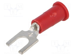 Fork terminal; M4; Ø: 4.32mm; crimped; for cable; insulated; red