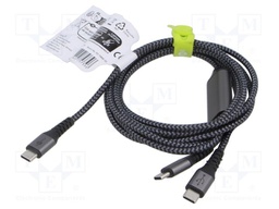 Cable; USB 2.0; USB C plug,USB C plug x2; 1.5m; black,silver