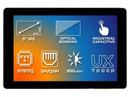 Display: TFT; 5"; 800x480; Illumin: LED; Dim: 136x92.8x10.38mm