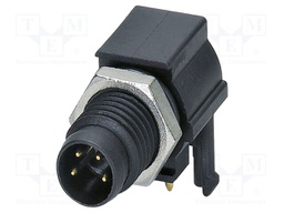 Connector: M8; male; PIN: 4; 4A; 48V; IP67; angled; unshielded; socket