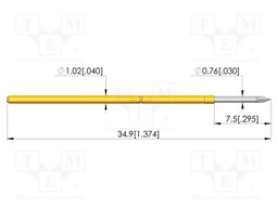 Test needle; Spring compression: 5.5mm; 7.5mm; 2A; steel; Ø: 0.8mm