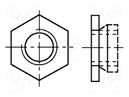 Nut; hexagonal; M3; A1 stainless steel; 6.4mm; BN: 642; push-on