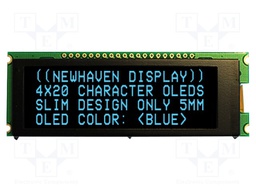 Display: OLED; alphanumeric; 20x4; Dim: 92x31.5x6.5mm; blue; PIN: 20