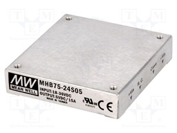 Converter: DC/DC; 75W; Uin: 18÷36VDC; Uout: 5VDC; Iout: 15A; THT