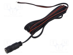 Cable; 2x0.5mm2; wires,DC 5,5/2,1 socket; straight; black; 2m