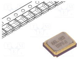 Resonator: quartz; 25MHz; ±20ppm; 10pF; SMD; 2.5x2x0.6mm